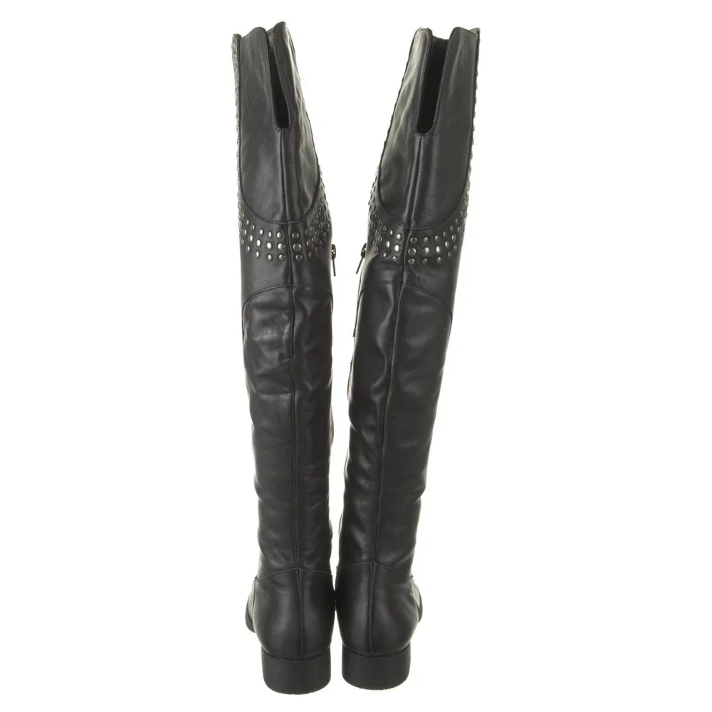 Matisse Thunder Road Black Leather Studded Over the Knee‎ Boots 6.5